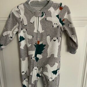 CARTER'S Just for You Coveralls Boys' Size 12M Footed Zip Fleece Winter PJs